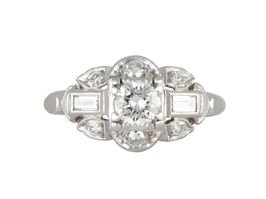 Diamond cluster ring, American, circa 1950.