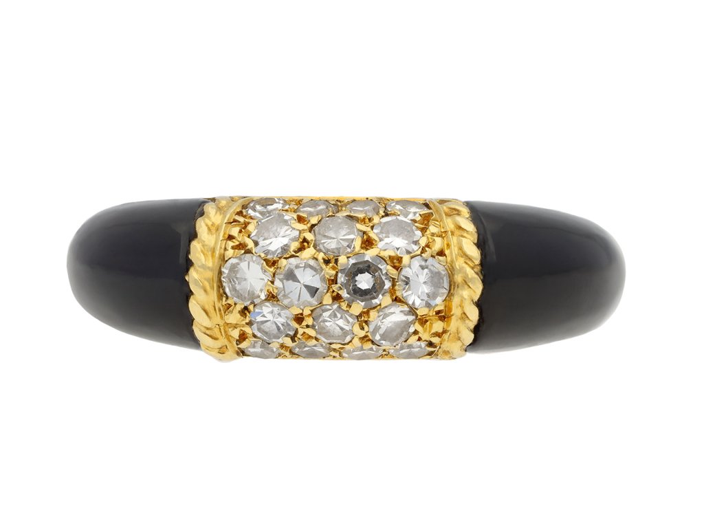Van Cleef & Arpels onyx and diamond 'Philippine' ring, French, circa 1960.  Hatton Garden