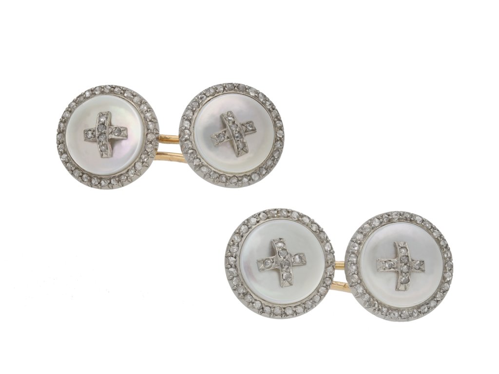 diamond and mother of pearl cufflinks berganza hatton garden