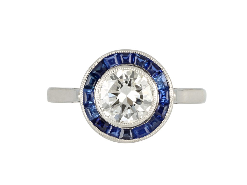 Edwardian diamond and sapphire target ring, English, circa 1915.
