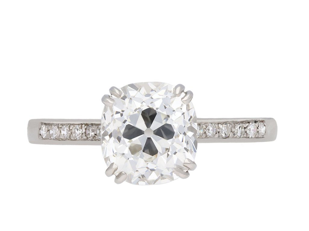 Old mine diamond flanked solitaire ring, circa 1920. Hatton Garden