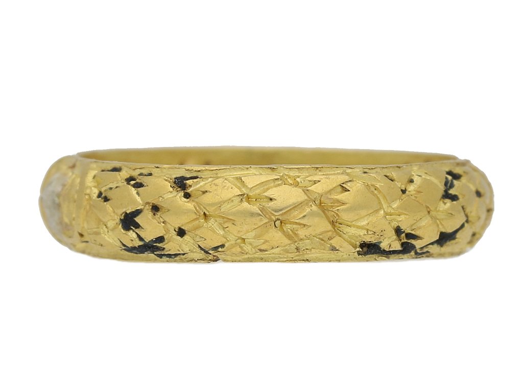 front view Post Medieval memorial ring berganza hatton garden