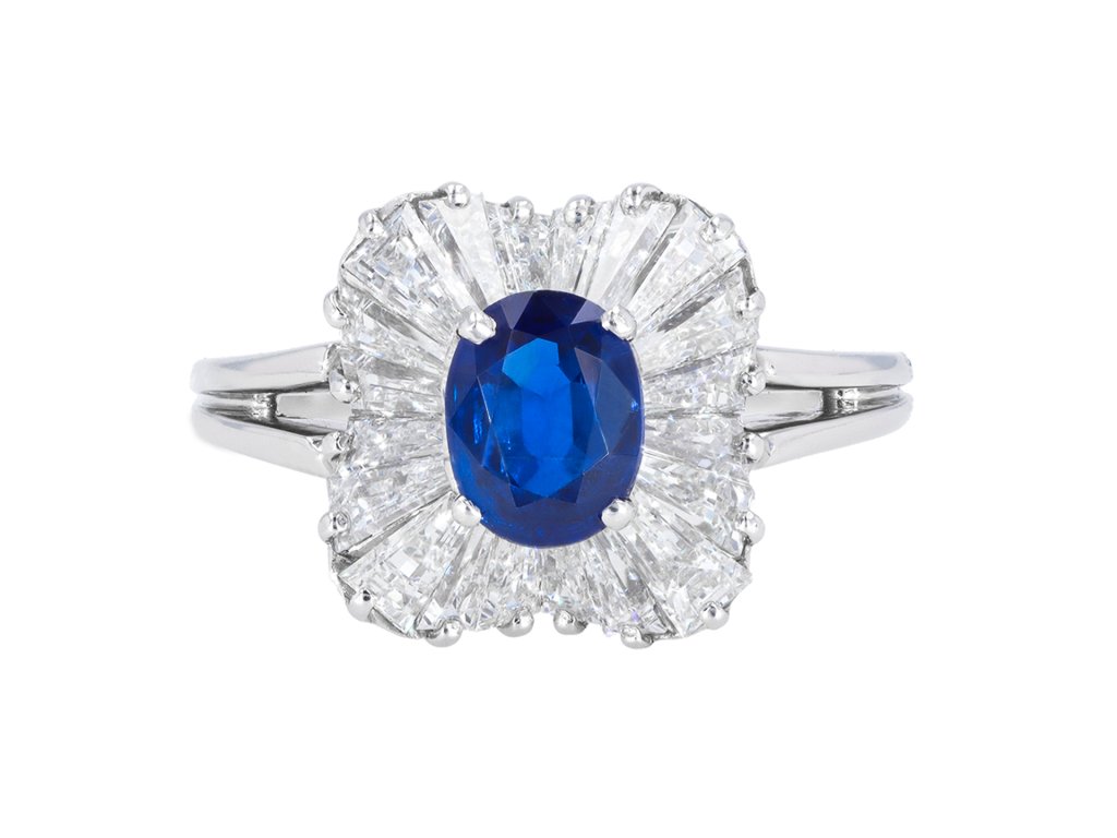 Oscar Heyman Burmese sapphire and diamond ballerina ring