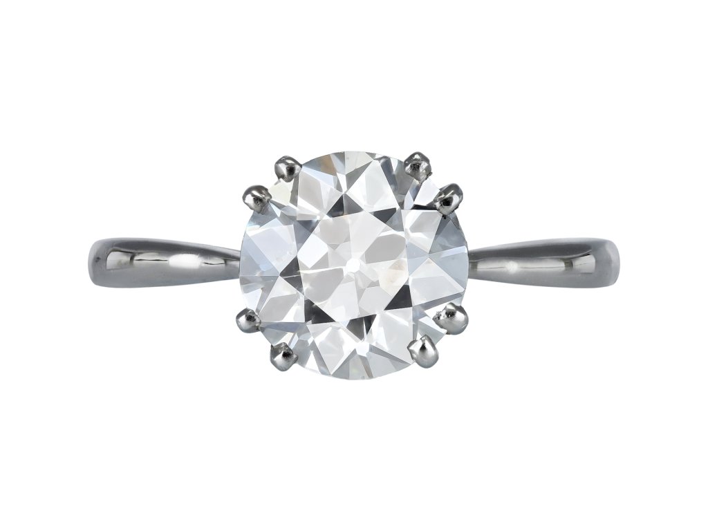 Diamond solitaire ring, English, circa 1950. 