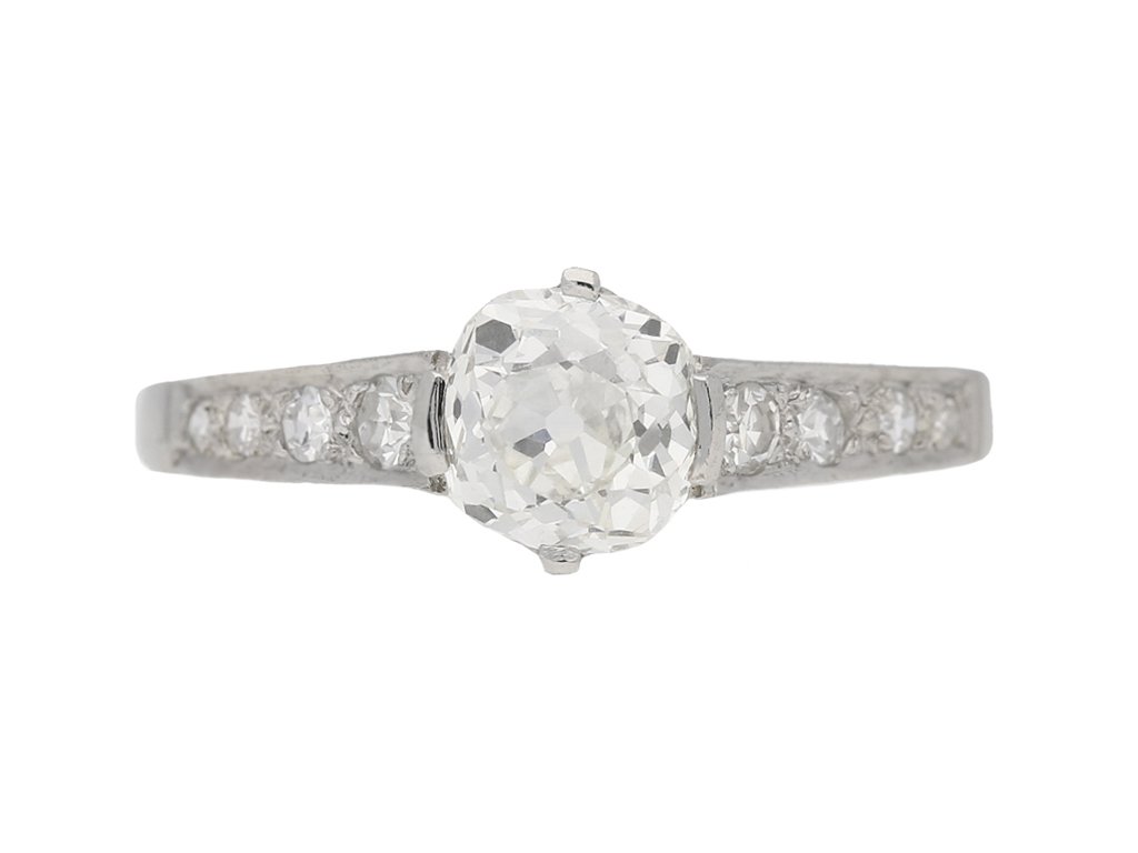 front view Old cut diamond engagement ring, circa 1950. berganza hatton garden