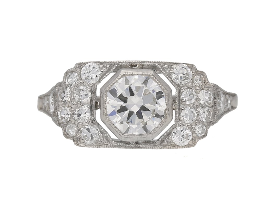 front view antique diamond art deco ring berganza hatton garden