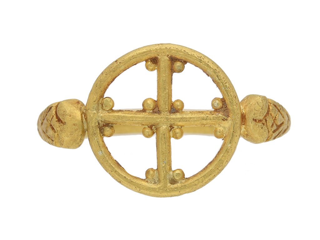 Byzantine gold ring  with cross berganza hatton garden