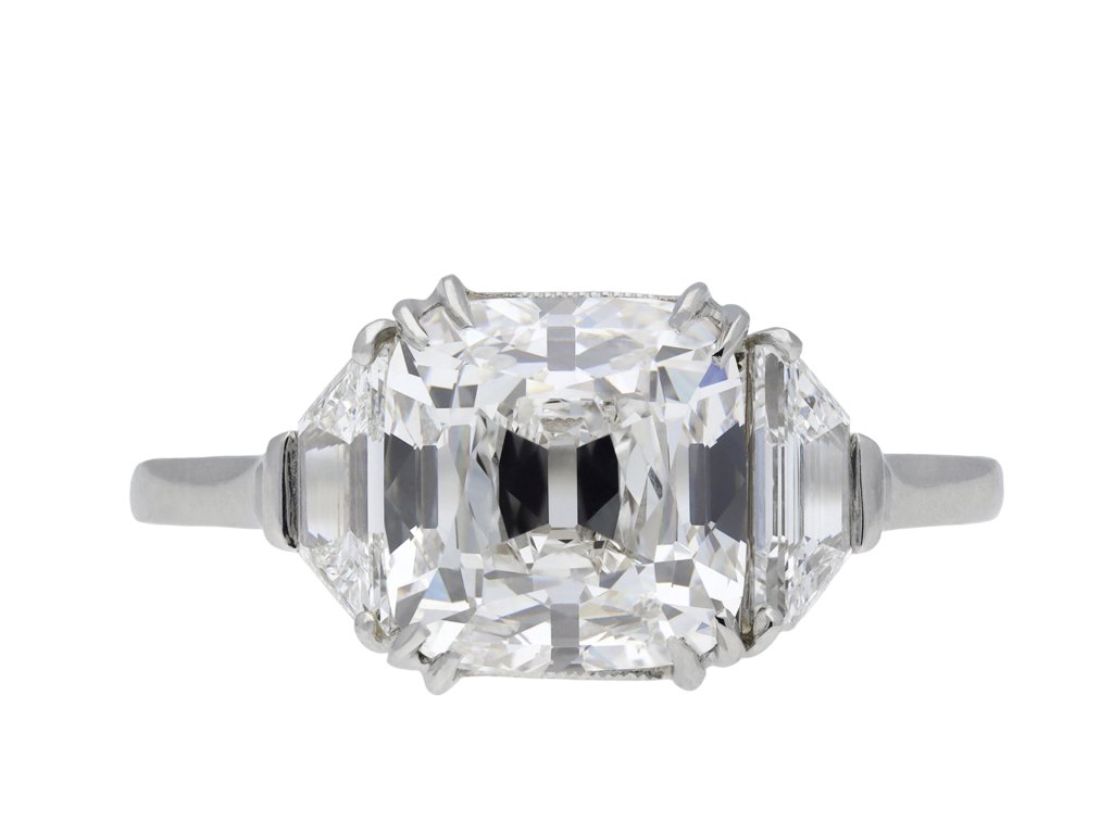 Art Deco old mine diamond solitaire ring, English hatton garden