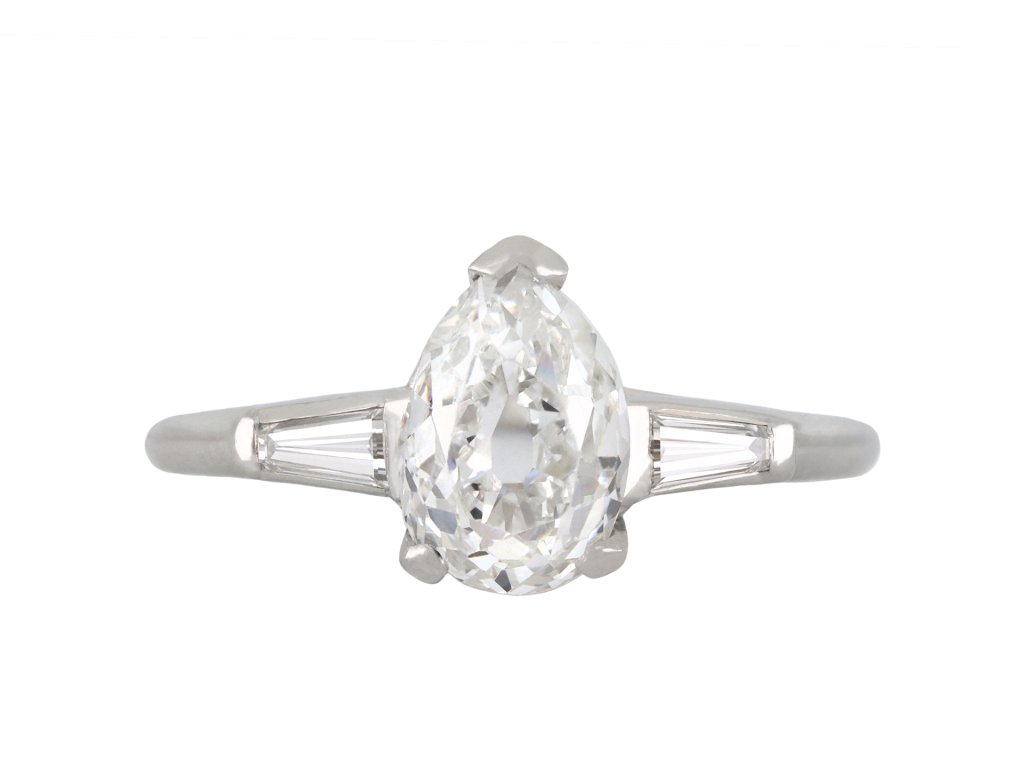 Art Deco drop shape diamond ring, American hatton garden