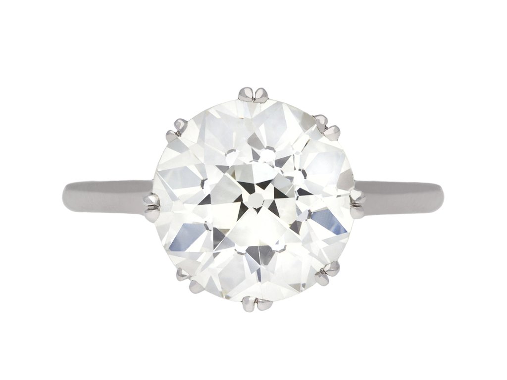 Old cut diamond solitaire ring, English, circa 1920. 