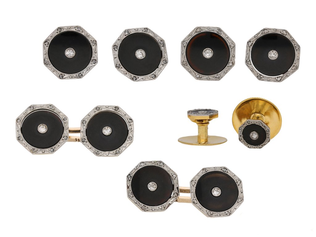 front view antique diamond onyx dress set berganza hatton garden