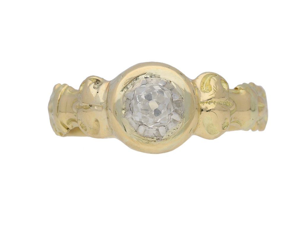 front view antique diamond engagement ring berganza hatton garden