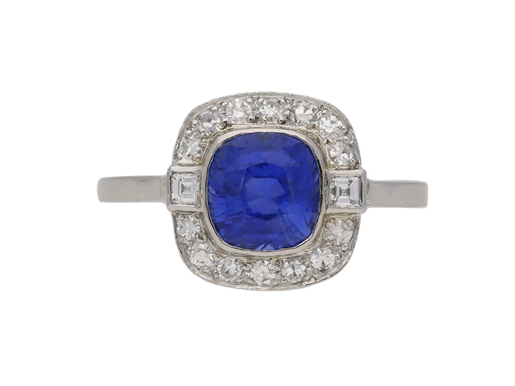 Art Deco Burmese sapphire and diamond ring berganza hatton garden