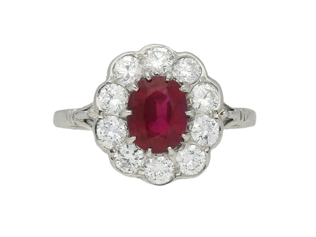 vintage ruby diamond cluster hatton garden berganza