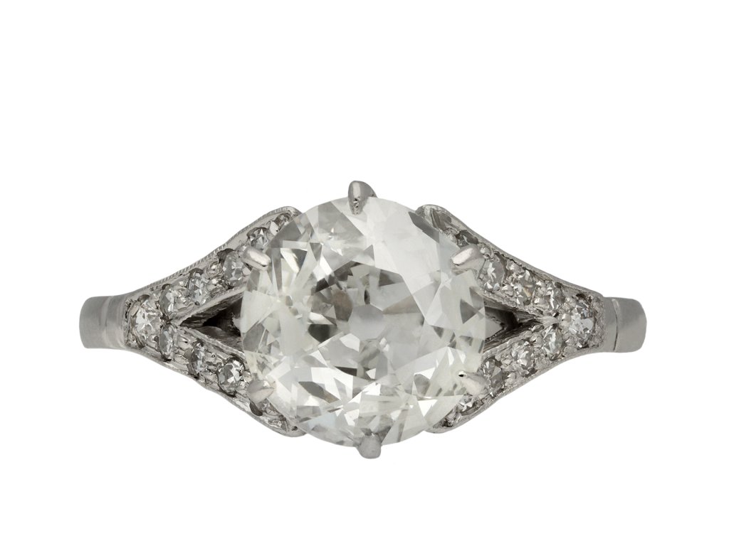 Edwardian diamond flanked solitaire ring hatton garden