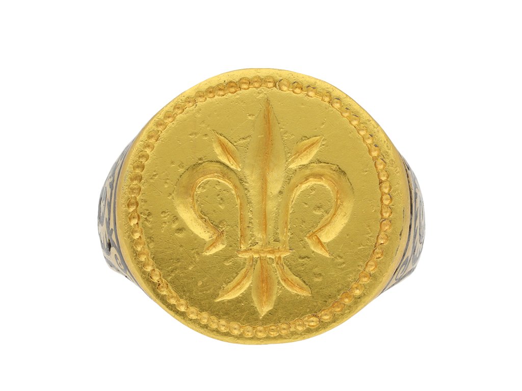 Post Medieval gold fleur de lis signet ring hatton garden