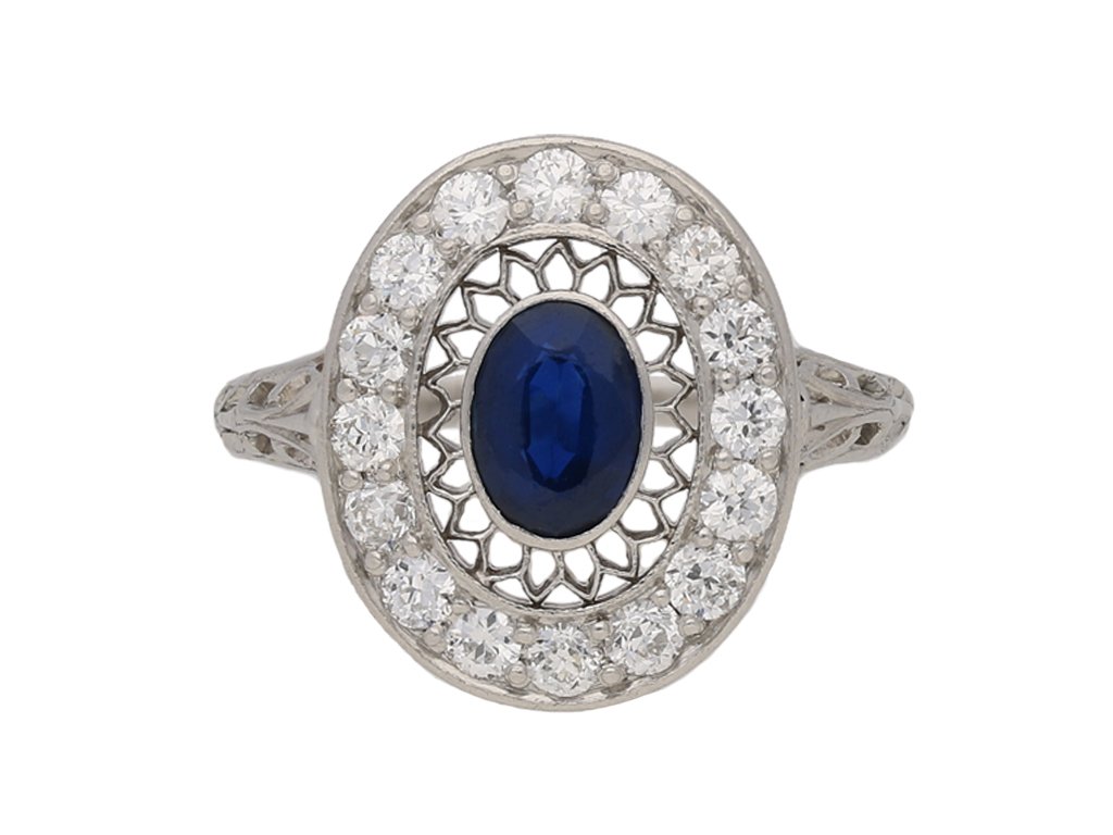 antique diamond sapphire cluster ring hatton garden berganza