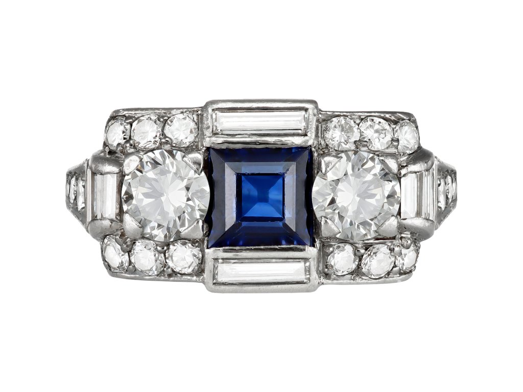 Tiffany & Co. sapphire and diamond ring, American, circa 1920 30