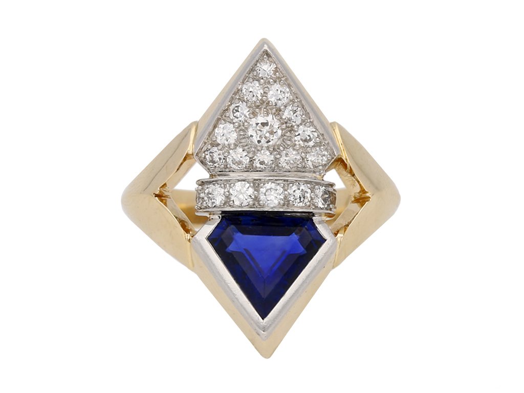 art deco diamond sapphire ring hatton garden berganza