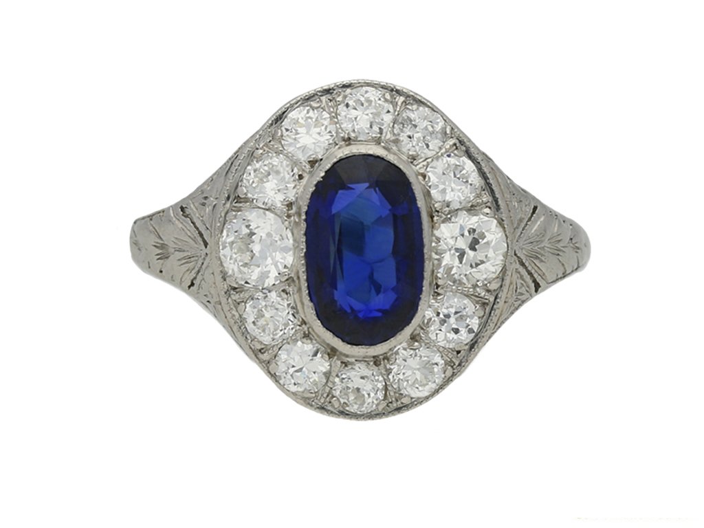 antique diamond sapphire cluster ring berganza hatton garden