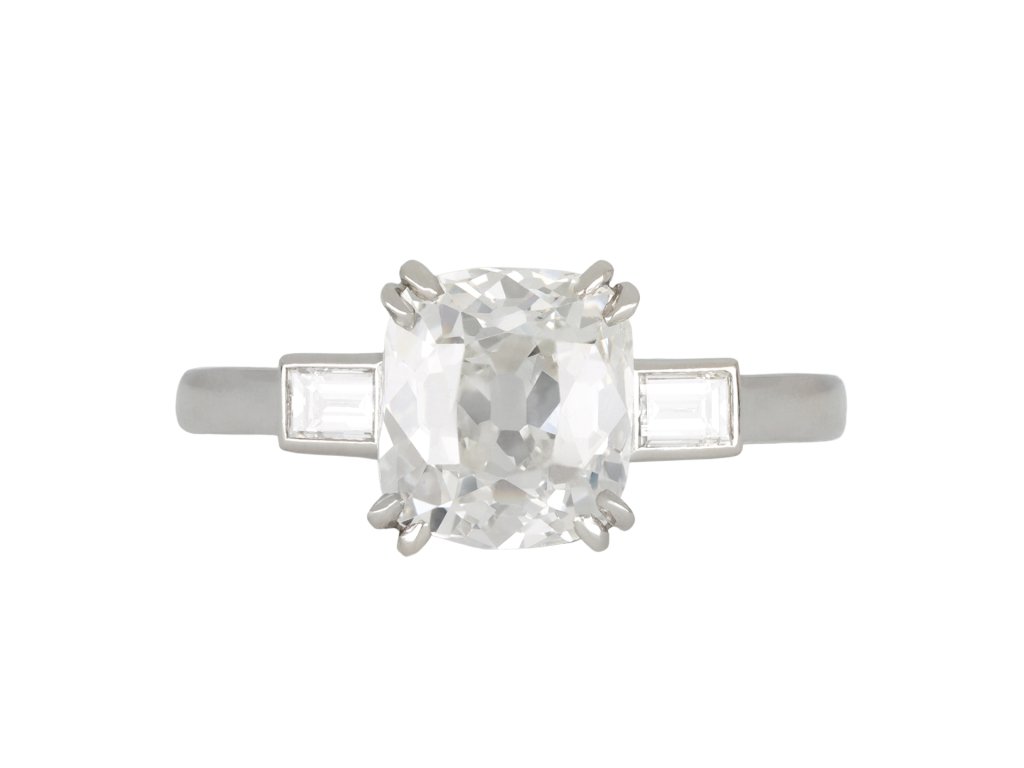 Art Deco cushion shape old mine diamond ring, English, circa 1930.