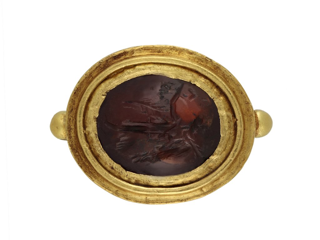 Ancient Roman intaglio Victory ring, circa 1st century AD.