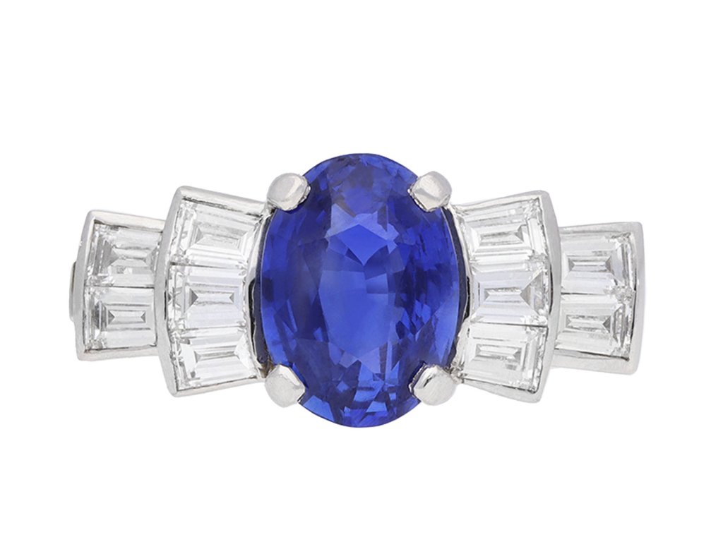 Art Deco sapphire and diamond ring, circa 1935. Hatton Garden