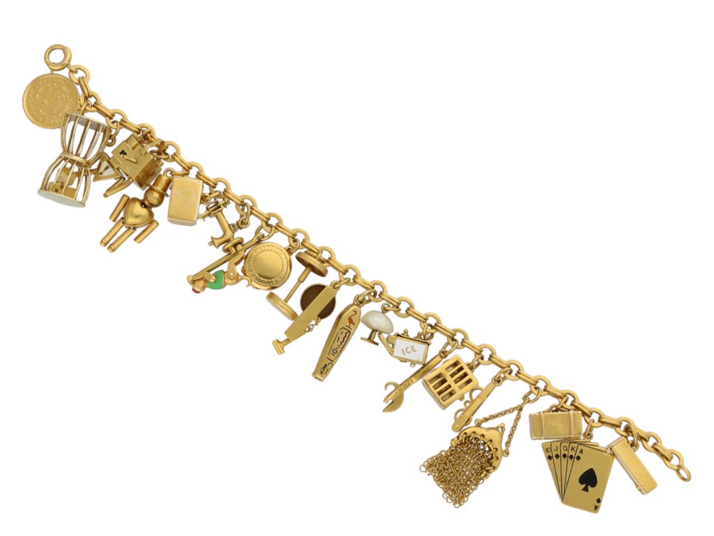 Vintage Gold Charm Bracelet Circa 1970 Ref