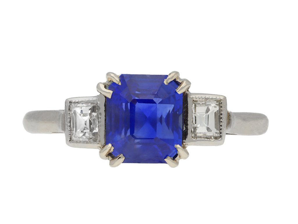 Art Deco sapphire and diamond ring, circa 1925. Hatton Garden