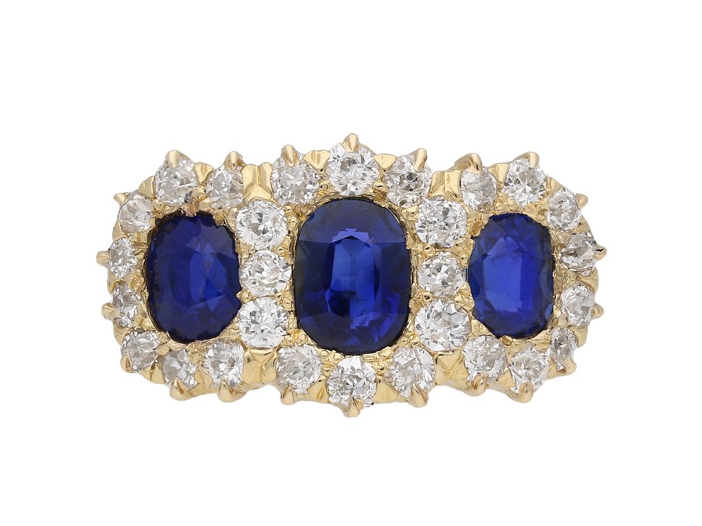 Victorian sapphire diamond cluster ring berganza hatton garden