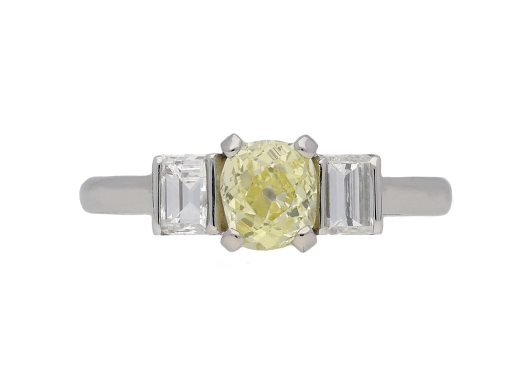 Art Deco fancy yellow diamond ring berganza hatton garden