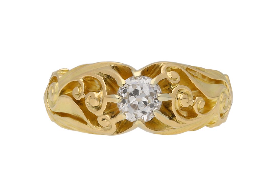 Art Nouveau diamond solitaire ring berganza hatton garden