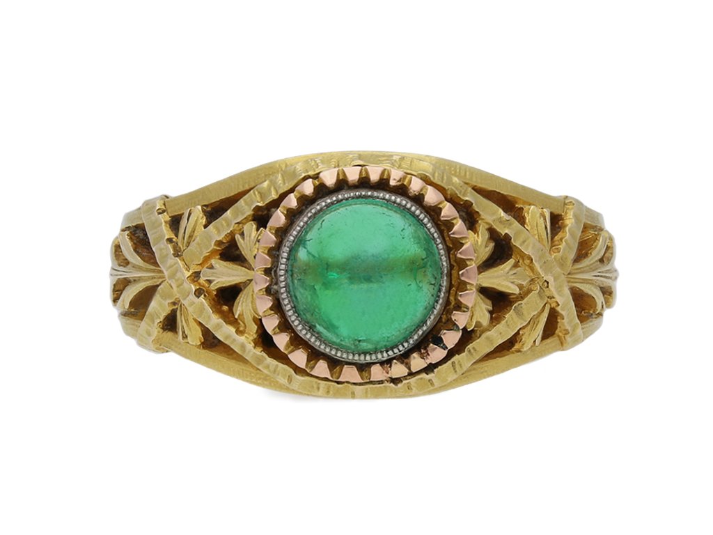Belle Époque cabochon emerald ring berganza hatton garden