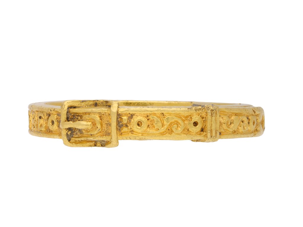 15th century engraved gold buckle ring, circa 1500. Hatton garden