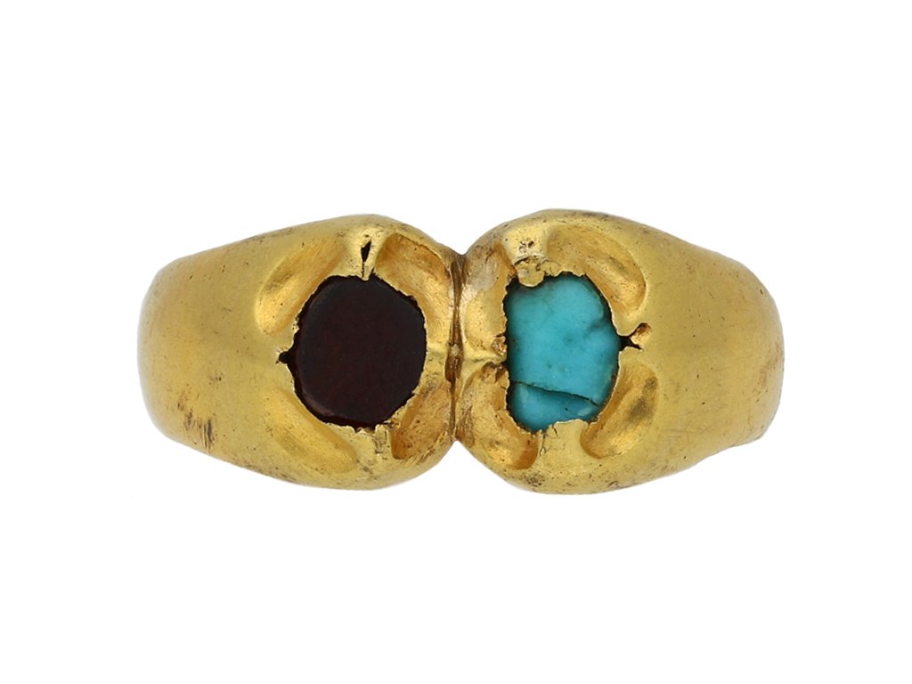 Medieval garnet and turquoise finger ring berganza hatton garden