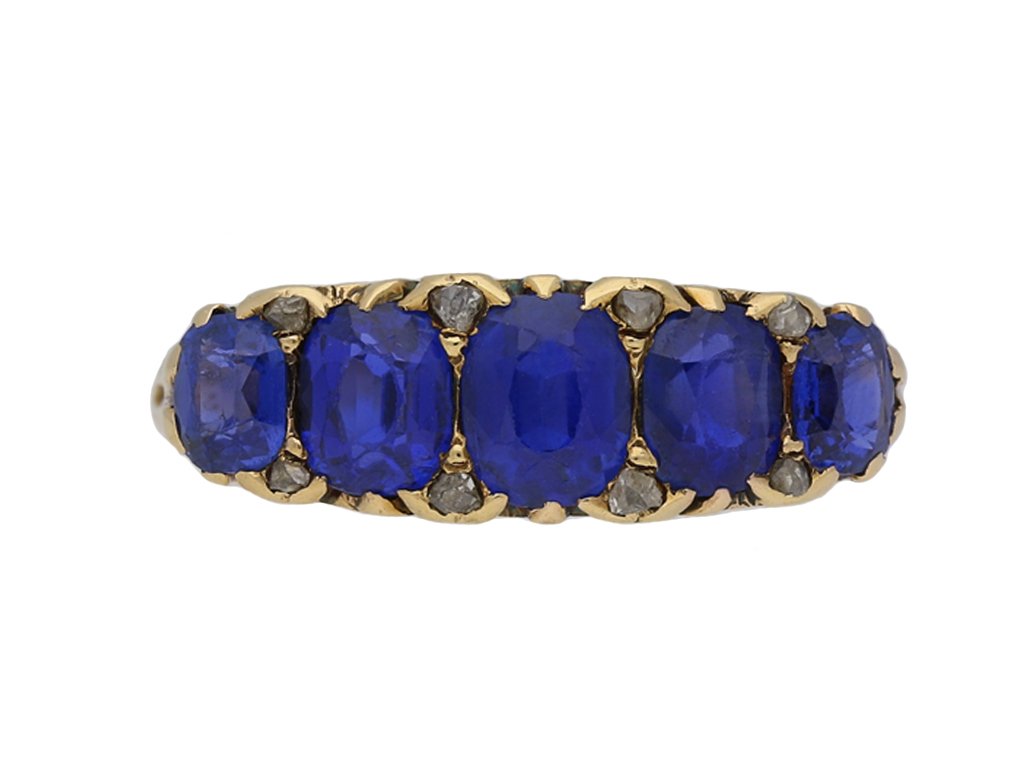 Victorian Burmese sapphire five stone ring hatton garden berganza