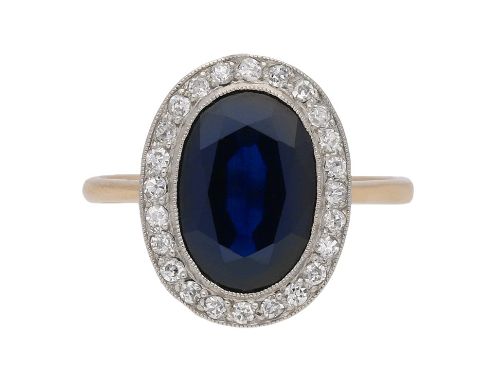 Edwardian sapphire diamond cluster ring berganza hatton garden