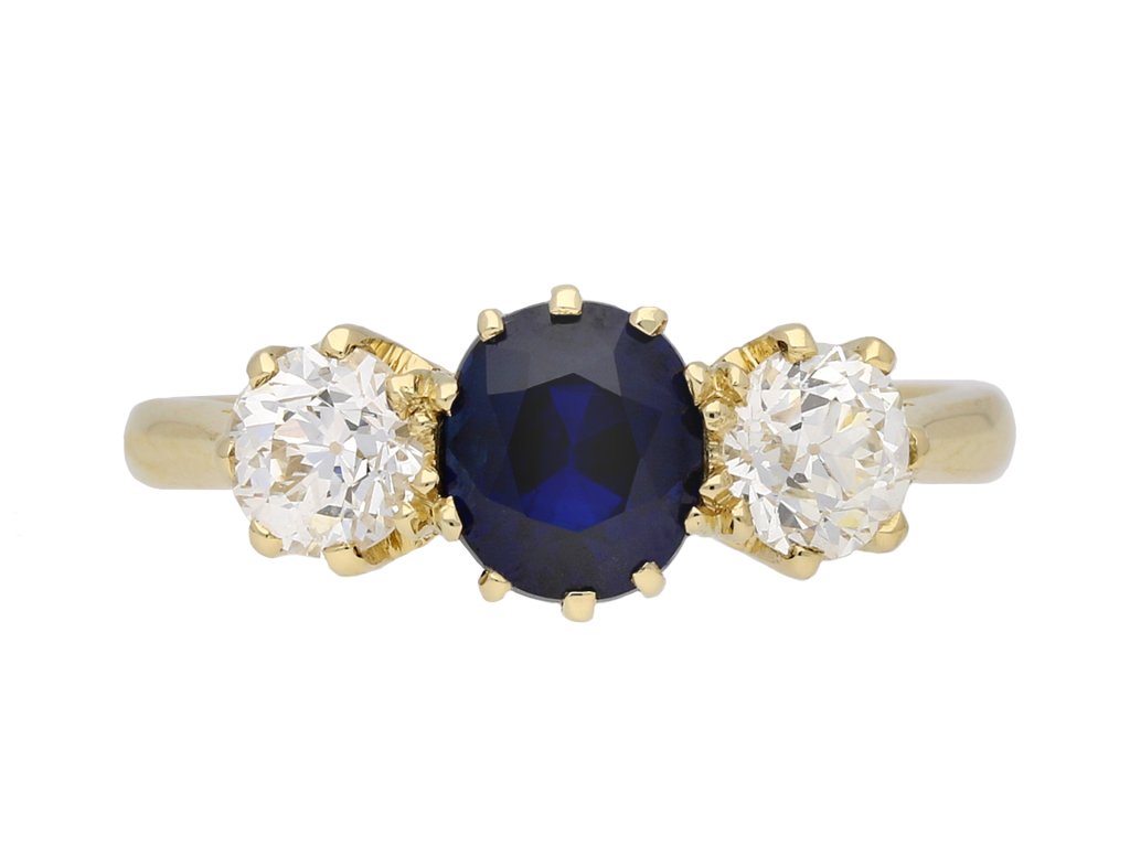 Burmese sapphire diamond three stone ring berganza hatton garden