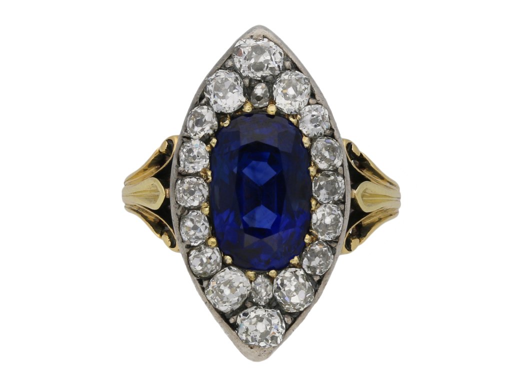 Victorian Ceylon sapphire and diamond ring berganza hatton garden
