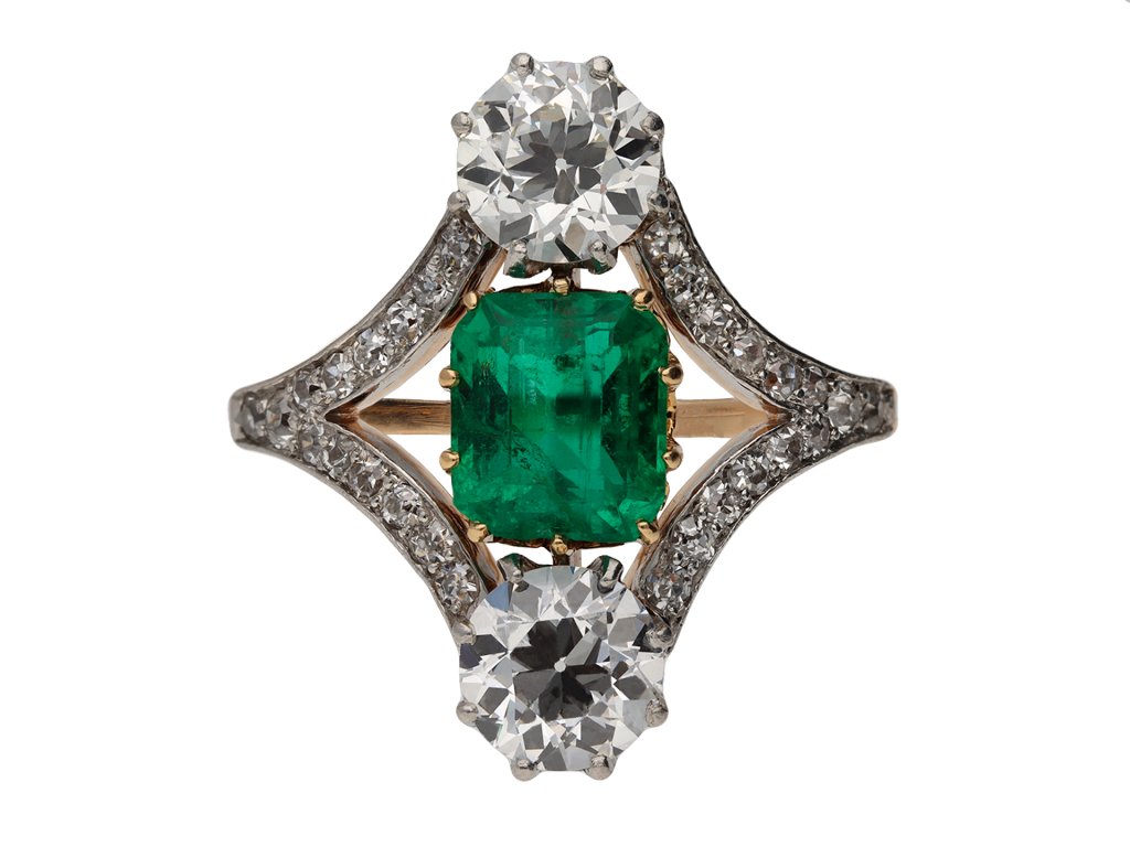 Colombian emerald diamond cluster ring berganza hatton garden
