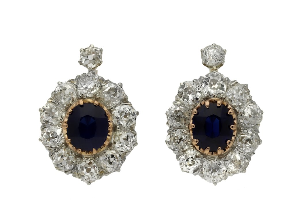 Edwardian sapphire diamond cluster earring hatton garden berganza