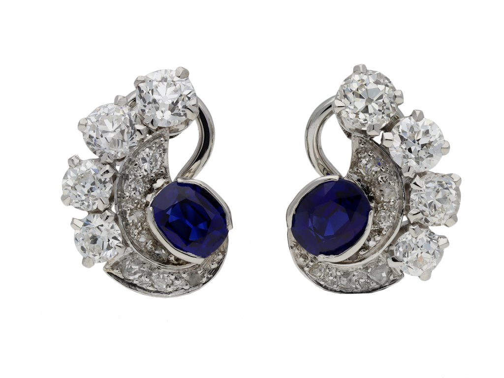 Sapphire and diamond cluster earrings berganza hatton garden