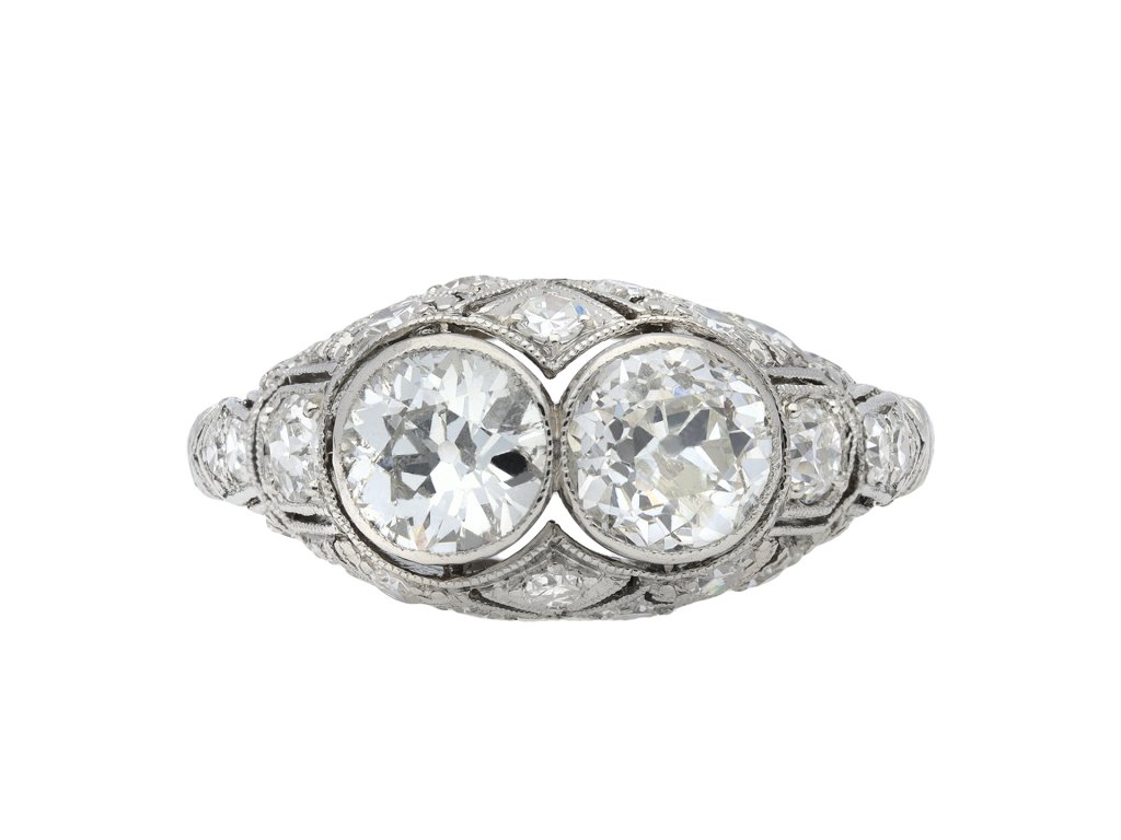 Art Deco diamond two stone cluster ring hatton garden