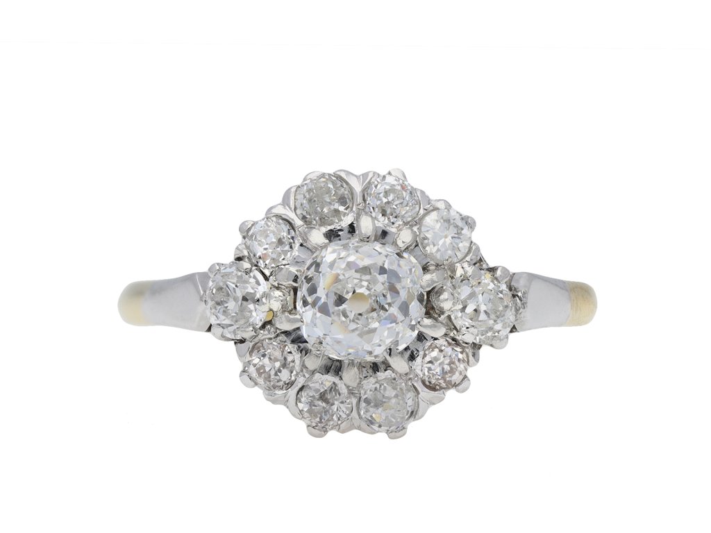 Edwardian diamond coronet cluster ring hatton garden
