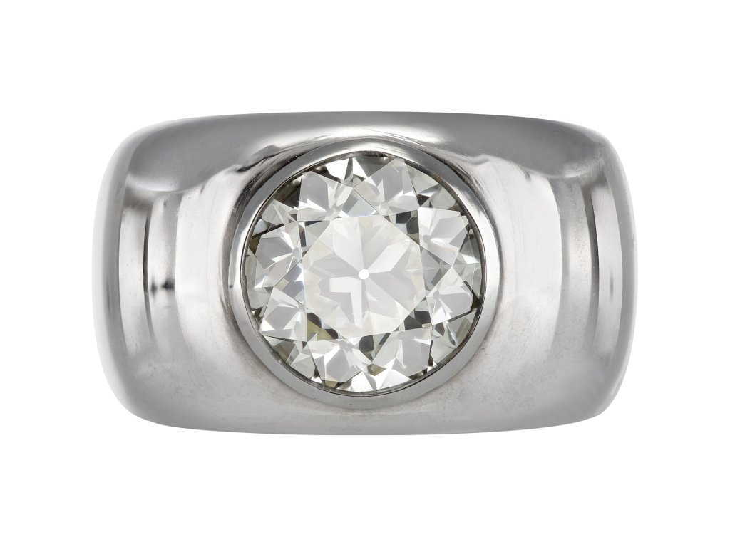 4.22 carat old cut diamond gypsy ring, circa 1980.