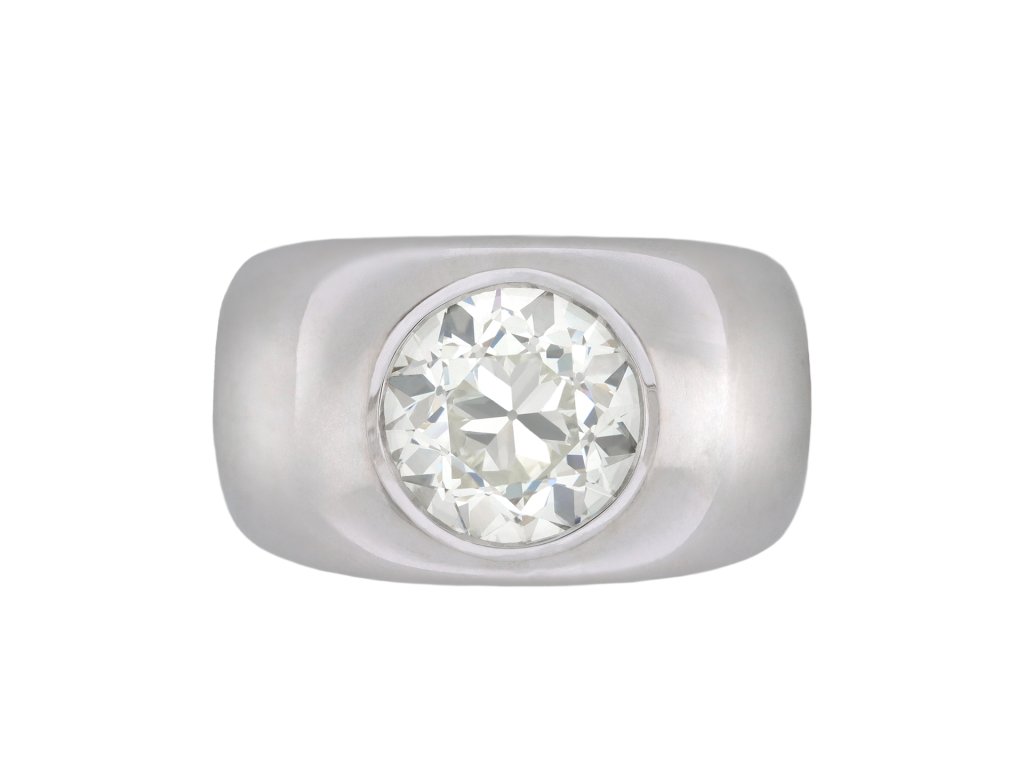 Old cut diamond gypsy ring, circa 1980