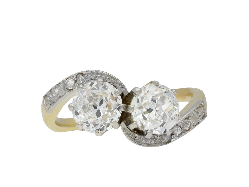 Edwardian diamond crossover ring hatton garden