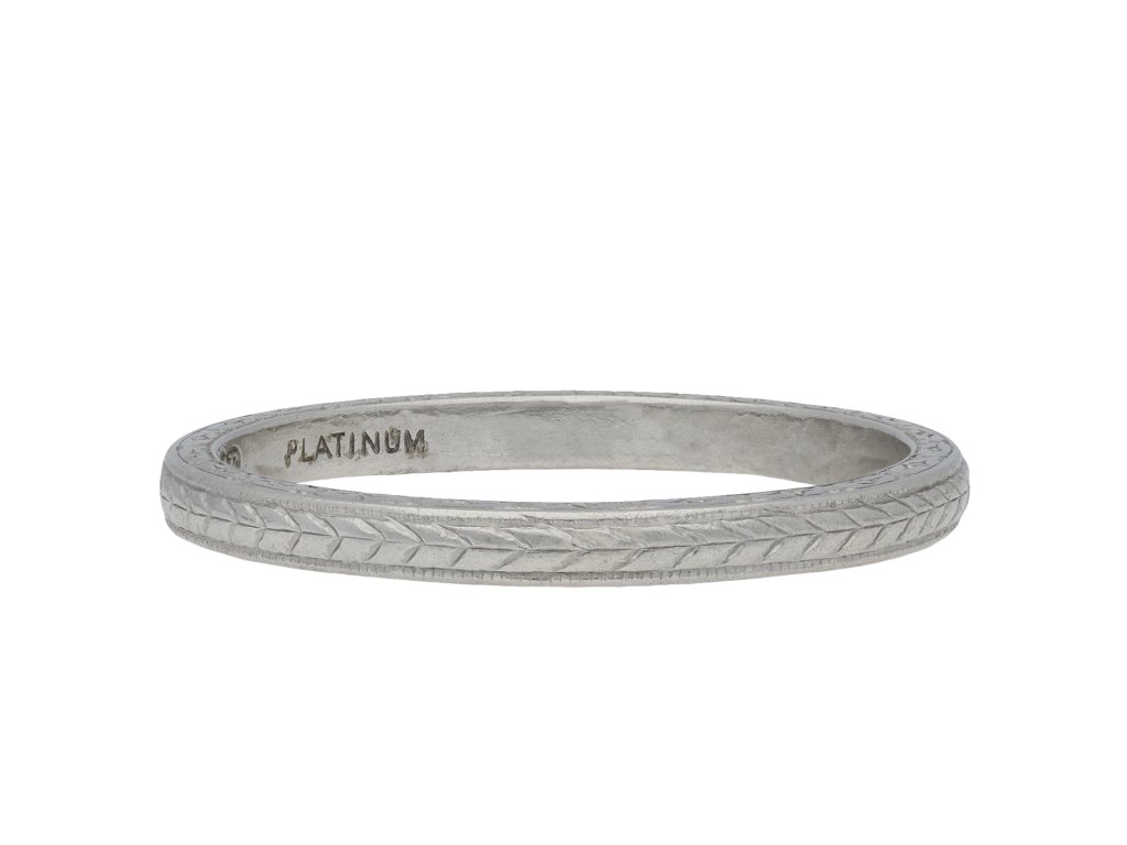 Engraved platinum wedding band hatton garden