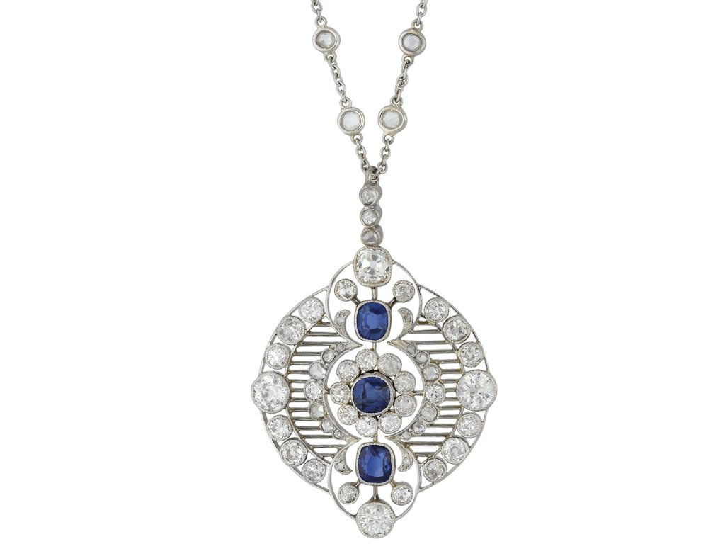 Edwardian sapphire and diamond necklace hatton garden