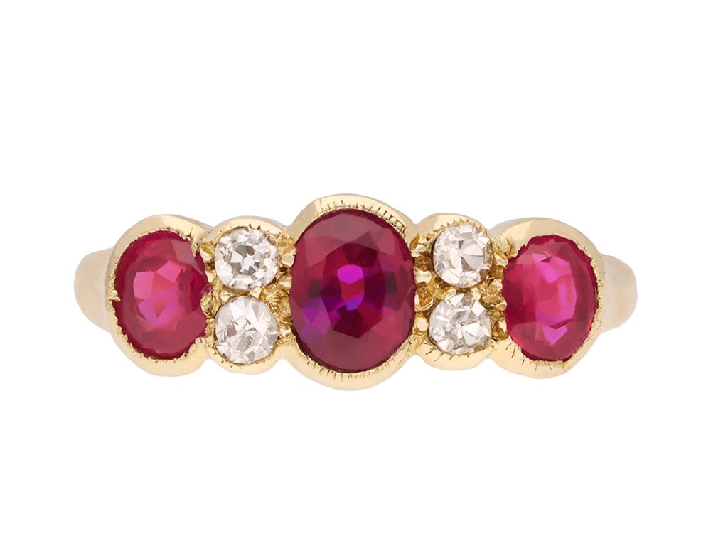 Edwardian ruby and diamond ring, English, 1914. Hatton Garden